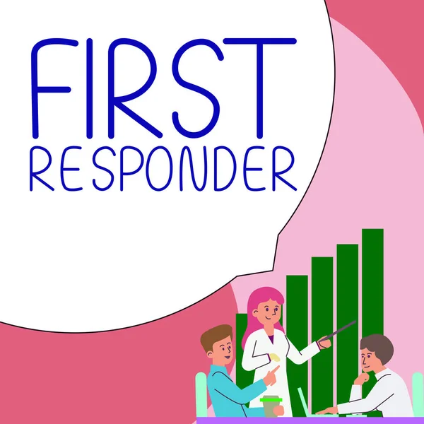 Logga Visar First Responder Affärsidé Person Som Ansvarig För Att — Stockfoto