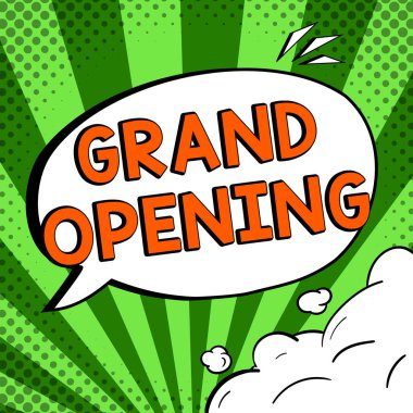 Conceptual caption Grand Opening, Word for Ribbon Cutting New Business First Official Day Launching