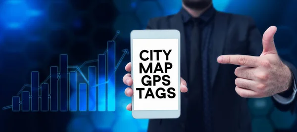 Registreren Weergeven City Map Gps Tags Conceptuele Foto Globale Positionering — Stockfoto