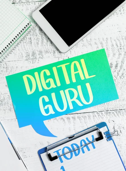 Inspiration Showing Sign Digital Guru Business Approach Teacher Intellectual Guide — Stockfoto
