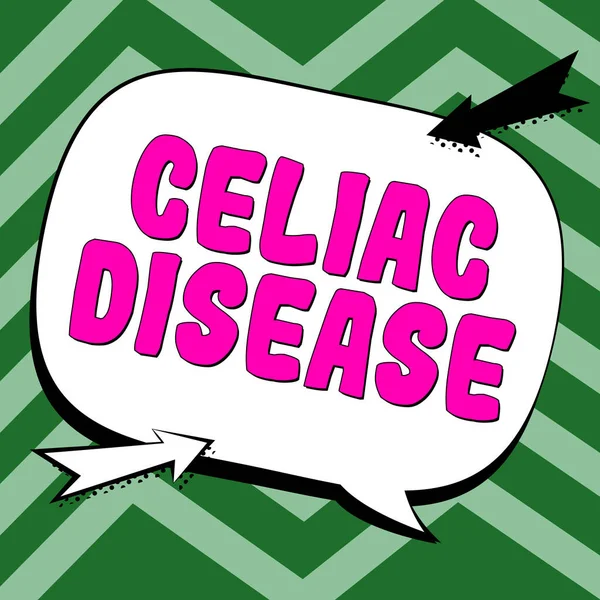 Szöveges Megjelenítése Celiac Betegség Fogalmi Fotó Vékonybél Túlérzékeny Glutén Emésztési — Stock Fotó