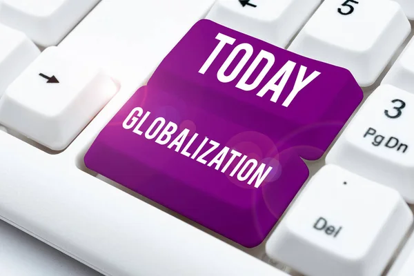 Writing Displaying Text Globalization Business Showcase Development Increasingly Integrated Global — ストック写真