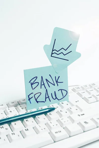 Sinal Texto Mostrando Fraude Bancária Visão Geral Negócios Perversão Intencional — Fotografia de Stock