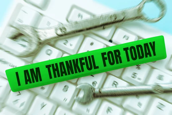 Text Caption Presenting Thankful Today Word Written Grateful Living One — Foto de Stock