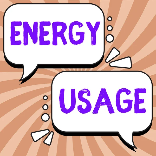 概念标题能源的使用 概念含义在过程或系统中消耗或使用的能源数量 — 图库照片