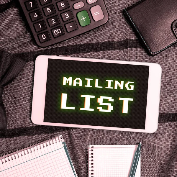 Testo Che Mostra Ispirazione Mailing List Business Overview List Persone — Foto Stock