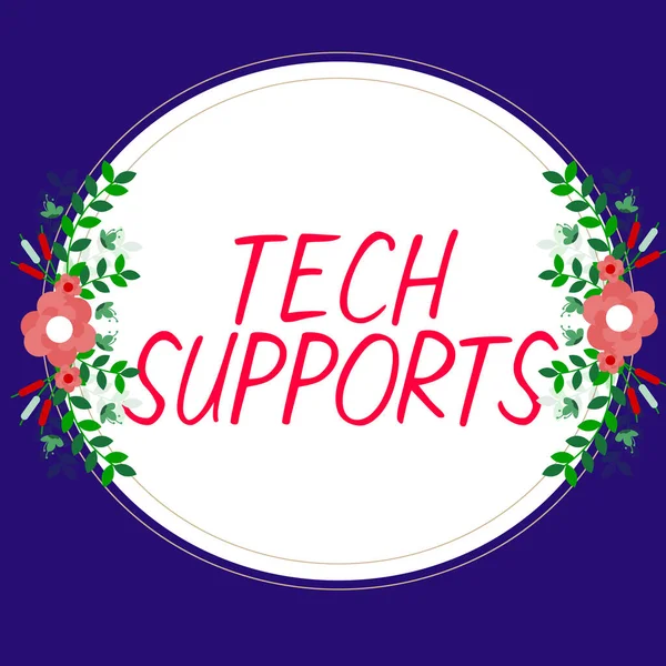 Schild Mit Tech Supports Business Showcase Hilfe Durch Techniker Online — Stockfoto