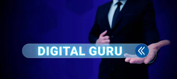 Tekst Pisma Cyfrowego Guru Business Showcase Nauczyciel Przewodnik Intelektualny Sprawach — Zdjęcie stockowe
