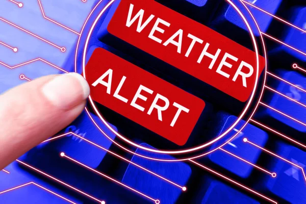 Texto Que Mostra Inspiração Alerta Meteorológico Ideia Negócio Alerta Urgente — Fotografia de Stock