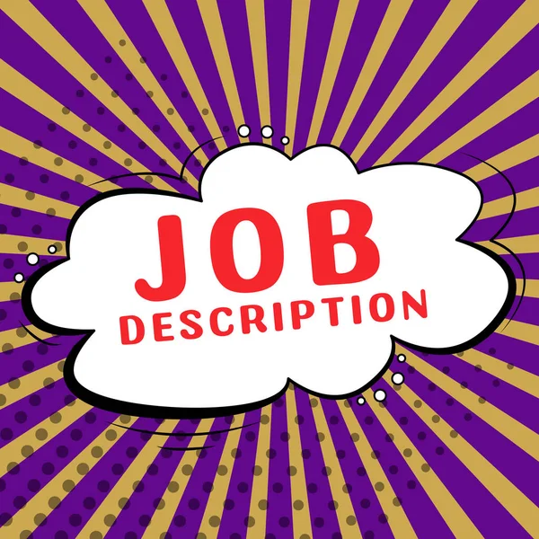 Sign Displaying Job Description Business Showcase Document Describes Responsibilities Position —  Fotos de Stock