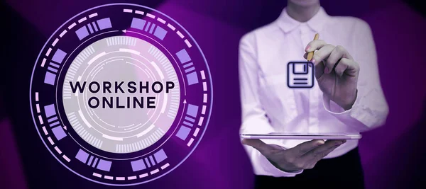 Handwriting Text Workshop Online Business Showcase Room Building Which Goods — 图库照片