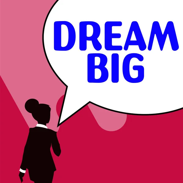 Escrevendo Exibindo Texto Dream Big Vitrine Negócios Para Pensar Algo — Fotografia de Stock