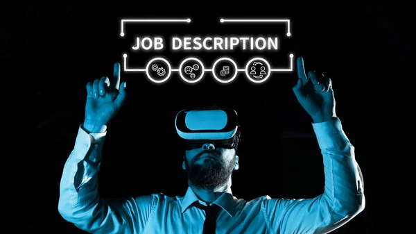 Text Sign Showing Job Description Concept Meaning Document Describes Responsibilities — Foto de Stock