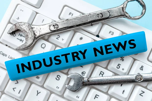 Conceptual Caption Industry News Üzleti Áttekintés Műszaki Piaci Jelentés Manufacturing — Stock Fotó