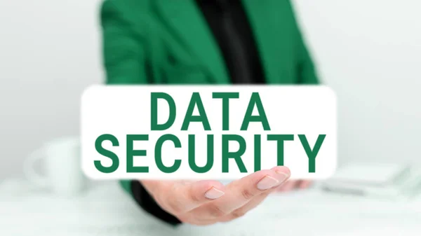 Signo Texto Que Muestra Seguridad Datos Concepto Empresarial Confidencialidad Cifrado — Foto de Stock