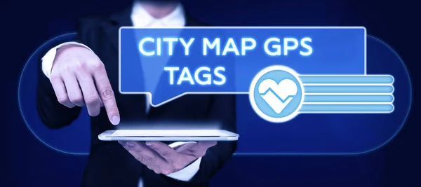Exibição Conceitual Mapa Cidade Gps Tags Internet Concept Global Positioning — Fotografia de Stock