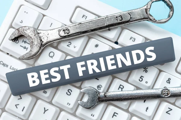 Señal Que Muestra Best Friends Concepto Internet Una Persona Que —  Fotos de Stock