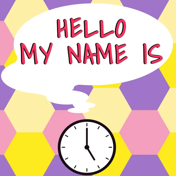 Text Caption Presenting Hello Name Internet Concept Introducing Yourself New — Fotografia de Stock
