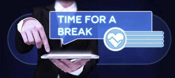 Handschriftliches Zeichen Time Break Wort Für Einen Zeitplan Wenn Arbeiter — Stockfoto