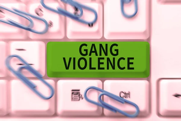 Textový Nápis Ukazující Gang Násilí Obchodní Nápad Porušení Zákonů Způsobených — Stock fotografie