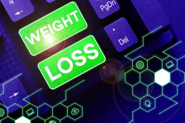 Konzeptionelle Anzeige Gewichtsverlust Wort Für Verringerung Der Körperflüssigkeit Muskelmasse Reduzieren — Stockfoto
