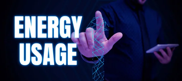 Segno Scrittura Mano Utilizzo Dell Energia Idea Aziendale Quantità Energia — Foto Stock