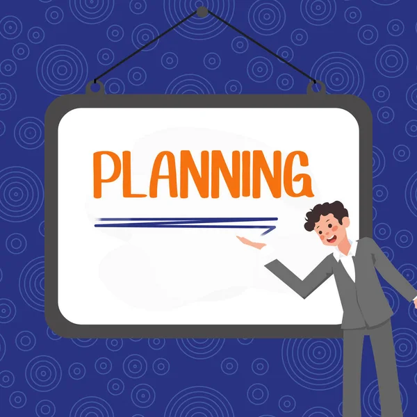 Text Sign Showing Planning Internet Concept Process Thinking Activities Required — Stock Photo, Image
