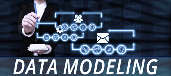 Visualizzazione Dei Segni Modellazione Dei Dati Processo Business Idea Trasferimento — Foto Stock