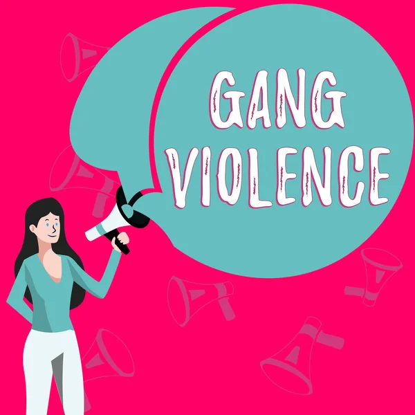 Signe Texte Montrant Gang Violence Idée Entreprise Violation Des Lois — Photo
