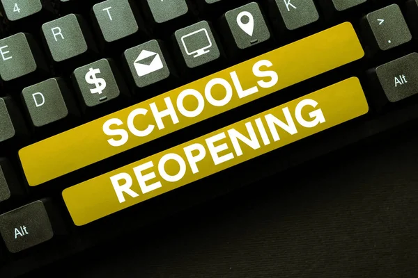 Podepsání Zobrazení Školy Znovuotevření Obchodní Přehled Tříd Prozatím Konce Školního — Stock fotografie