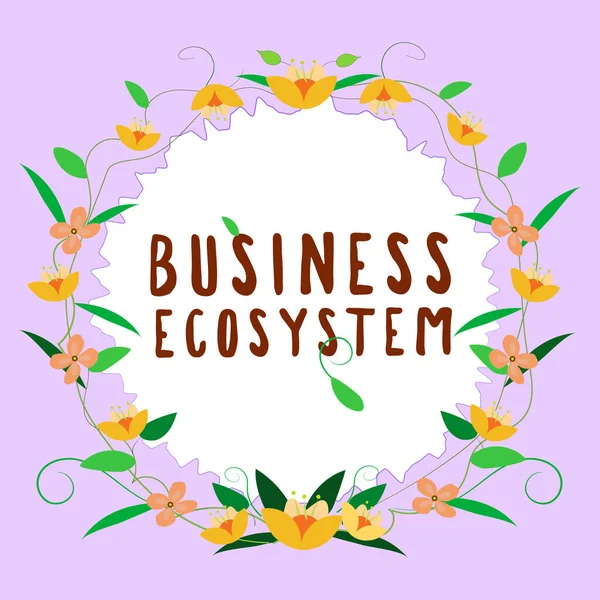 Ispirazione Mostrando Segno Business Ecosystem Parola Sviluppare Implementare Opportunità Crescita — Foto Stock
