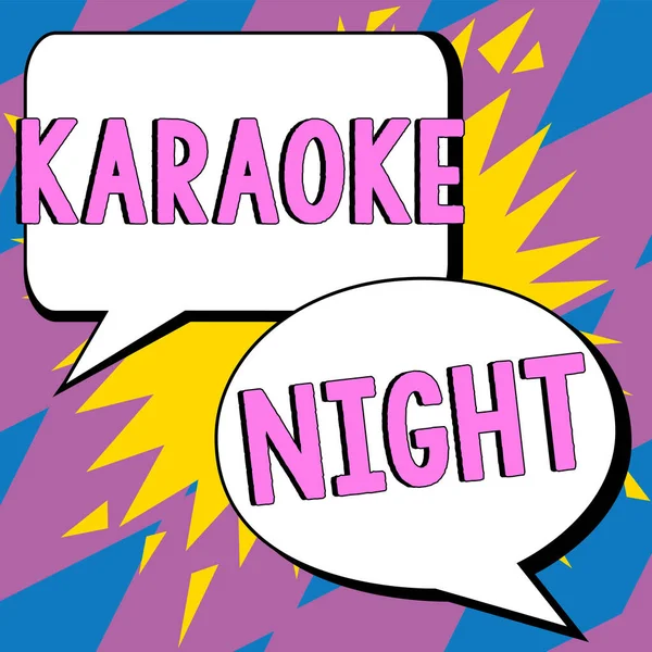 Bildunterschrift Karaoke Nacht Konzept Unterhaltung Mit Instrumentalmusik Die Von Einer — Stockfoto