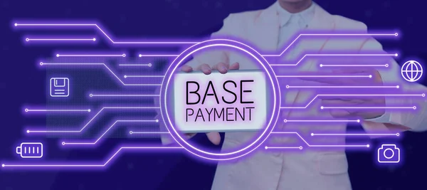 Handschriftliche Unterschrift Base Payment Business Vorzeigebetrag Des Gehalts Für Eine — Stockfoto