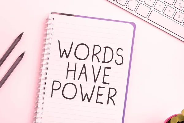 Hand Writing Sign Words Have Power Word Energy Ability Heal — Stock Photo, Image