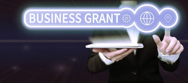 Inspiração Mostrando Sinal Business Grant Ideia Negócio Estratégias Trabalho Alcançar — Fotografia de Stock