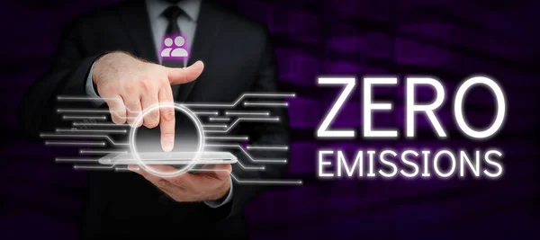Inspiration Showing Sign Zero Emissions Word Emits Waste Products Pollute — Stockfoto