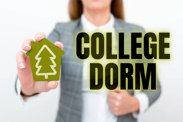Conceptual Caption College Dorm Business Concept Residence Hall Providing Rooms — Stockfoto