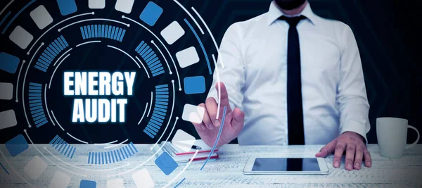Writing Displaying Text Energy Audit Business Overview Assessment Energy Needs — Stock Photo, Image