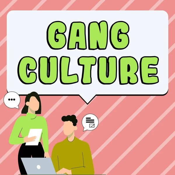 概念図ギャング文化 犯罪者の特定の組織または1つの習慣に従うギャングのグループ — ストック写真
