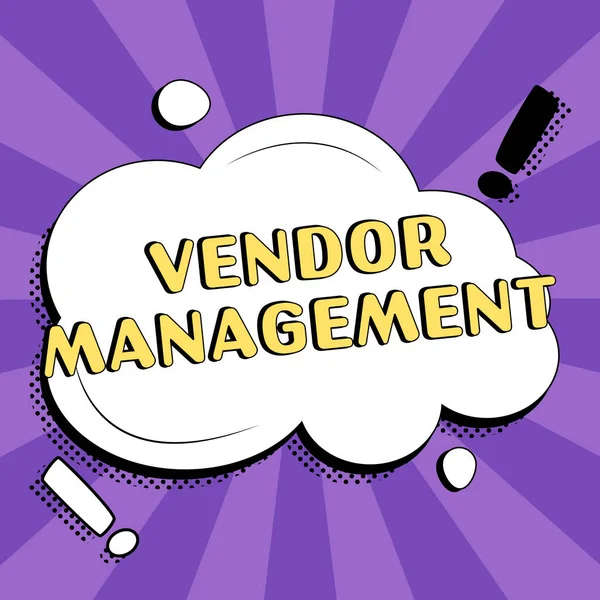 Conceptual Display Vendor Management Business Overview Activities Included Researching Sourcing — Stock Photo, Image
