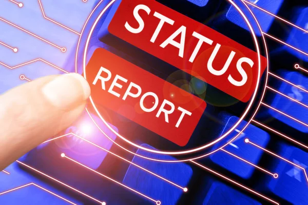 Conceptual Caption Status Report Business Showcase Update Summary Situations Period — Φωτογραφία Αρχείου