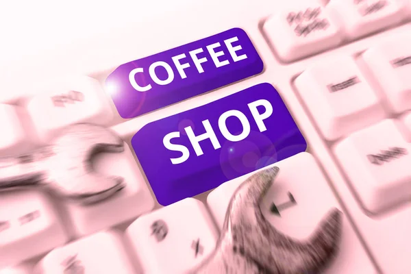 Handskrift Text Coffee Shop Word För Liten Informell Restaurang Som — Stockfoto