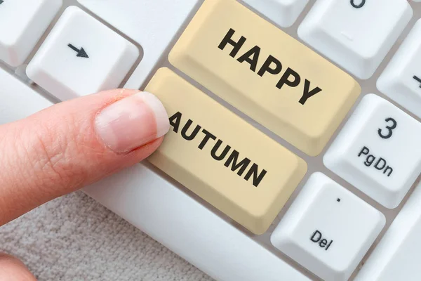 幸福の秋を示すテキスト記号 インターネットの概念毎年恒例のマイルストーン記念 — ストック写真