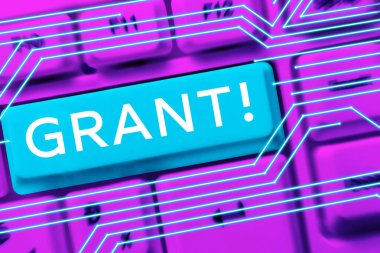 Burs için bir kurum ya da hükümet tarafından verilen Grant, İş Vitrini Parasını gösteren bir tabela