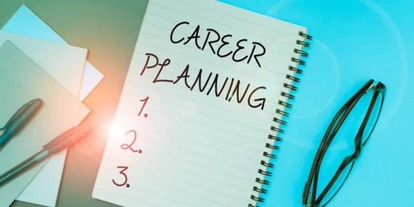 Text Sign Showing Career Planning Business Approach List Goals Actions — Stock Photo, Image