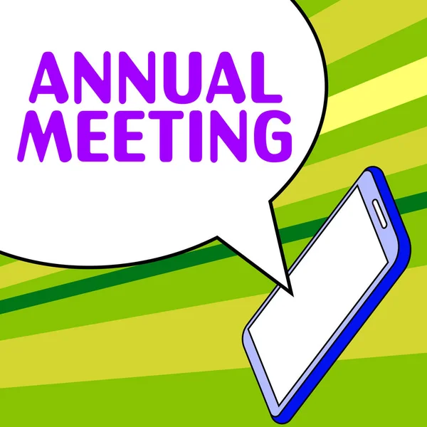 Conceptueel Bijschrift Jaarvergadering Bedrijfsoverzicht Jaarlijkse Bijeenkomst Van Een Organisatie Geïnteresseerde — Stockfoto
