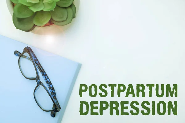 Text caption presenting Postpartum Depression, Business concept a mood disorder involving intense depression after giving birth