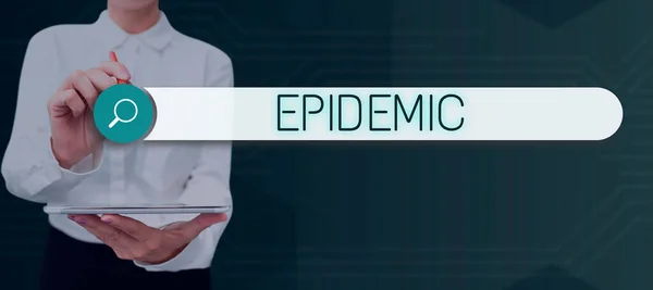 Znak Wyświetlający Epidemię Przegląd Działalności Powszechne Występowanie Choroby Zakaźnej Społeczności — Zdjęcie stockowe
