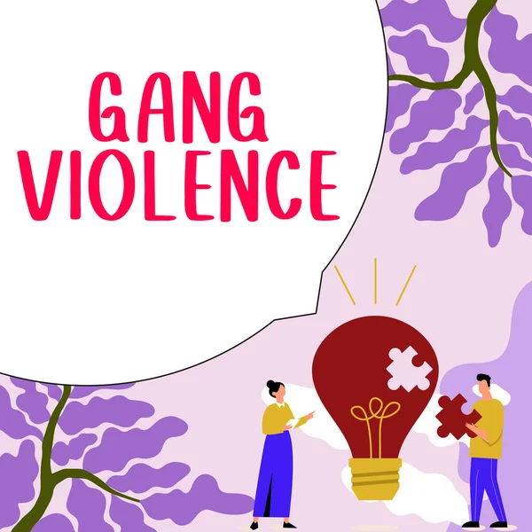 Nápis Zobrazující Gang Násilí Slovo Porušení Zákonů Způsobených Skupinou Zločinců — Stock fotografie