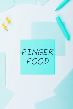 Conceptual caption Finger Food, Business concept products and digestives that is to be held with the fingers for eating